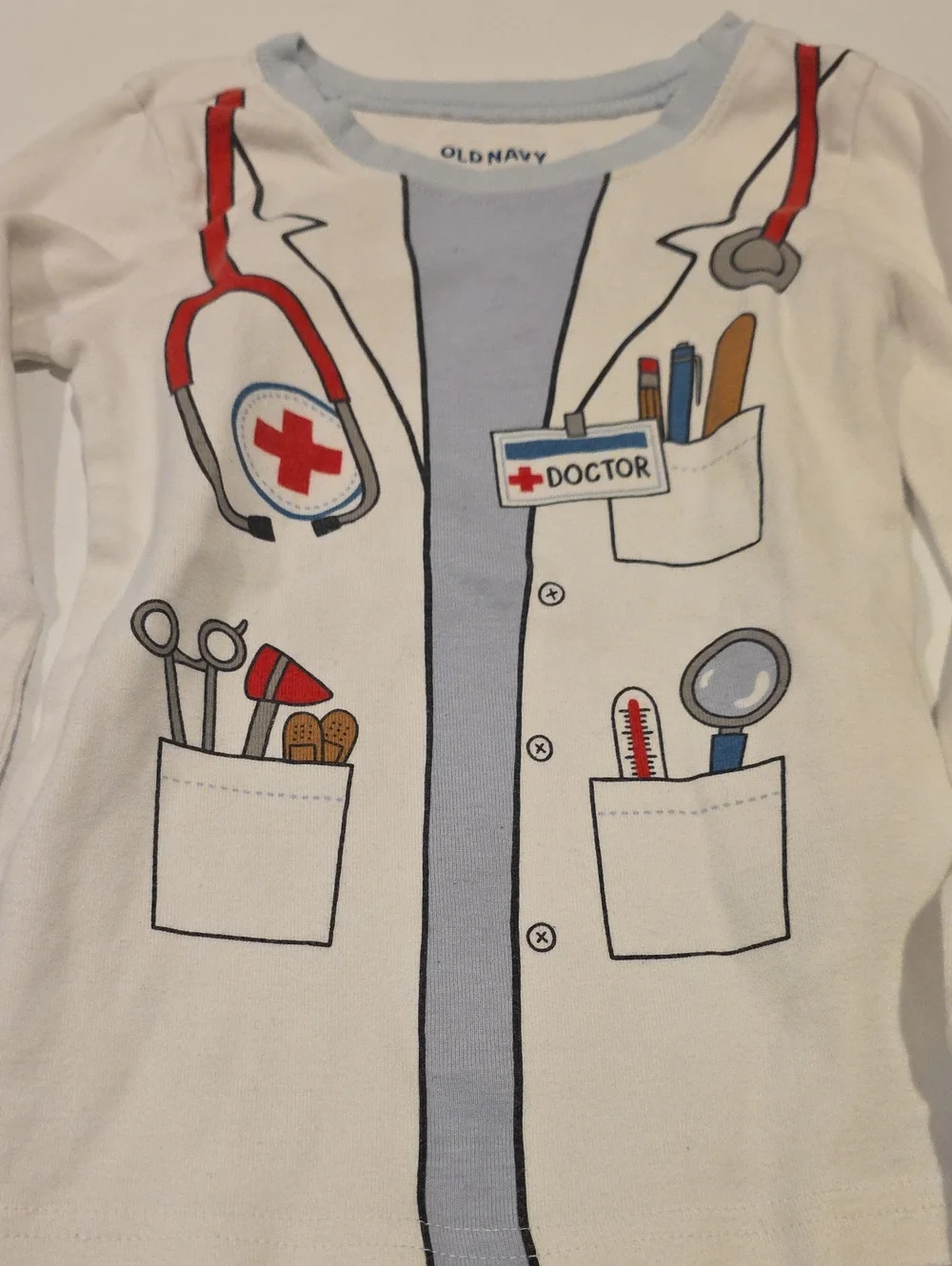 Old Navy Light Blue & White Doctor Print Kids Pajama Set 4t